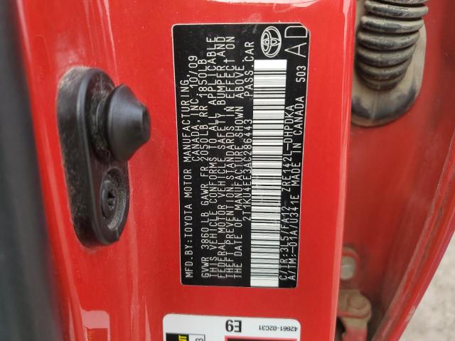 2T1KU4EE3AC286443 - 2010 TOYOTA COROLLA MA RED photo 12