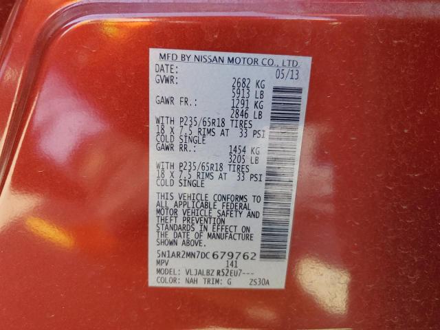 5N1AR2MN7DC679762 - 2013 NISSAN PATHFINDER S Rot Foto 13