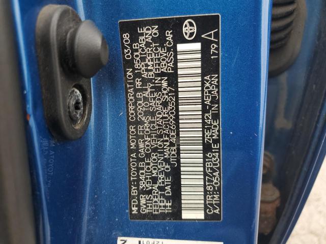 JTDBL40E699035217 - 2009 TOYOTA COROLLA BASE Синій фото 12