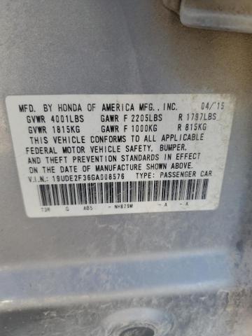 19UDE2F36GA008576 - 2016 ACURA ILX BASE WATCH PLUS SILVER photo 13