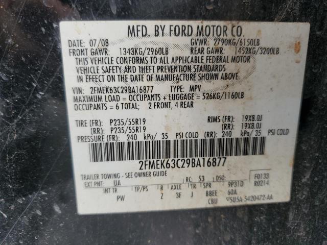 2FMEK63C29BA16877 - 2009 FORD FLEX LIMITED შავი ფოტო 13