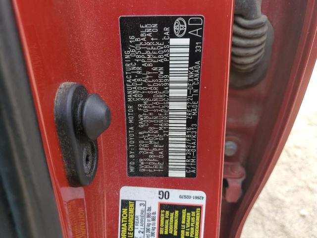 2T1BURHE3GC704999 - 2016 TOYOTA COROLLA L RED photo 12