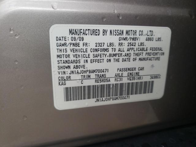 JN1AJ0HP9AM700471 - 2010 INFINITI EX35 BASE Արծաթագույն լուսանկար 12