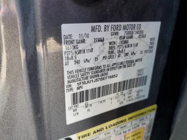 1FMJU1J57BEF16852 - 2011 FORD EXPEDITION XLT ნაცრისფერი ფოტო 13