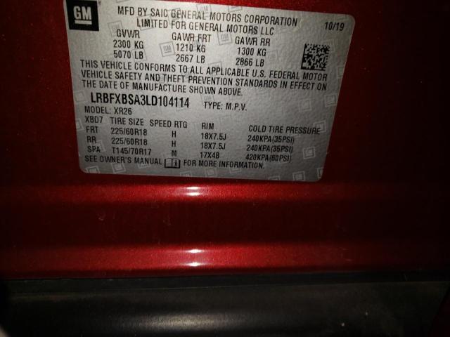 LRBFXBSA3LD104114 - 2020 BUICK ENVISION PREFERRED 勃艮第红 照片 13