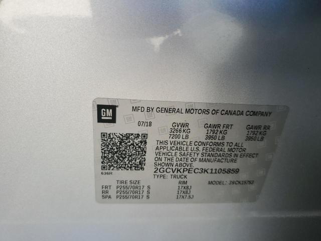 2GCVKPEC3K1105859 - 2019 CHEVROLET SILVERADO K1500 LT 银色 照片 13