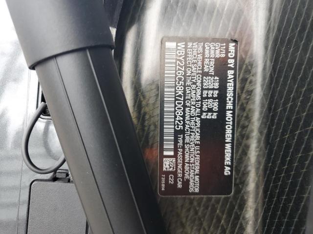 WBY2Z6C58K7D08425 - 2019 BMW I8 CHARCOAL photo 13