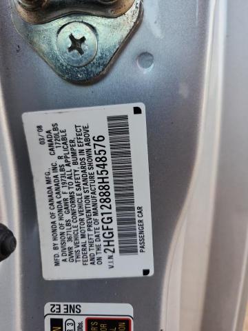 2HGFG12888H548576 - 2008 HONDA CIVIC EX SILVER photo 13