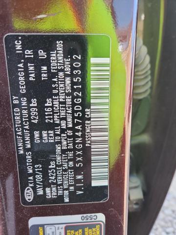 5XXGN4A75DG215302 - 2013 KIA OPTIMA EX RED photo 12