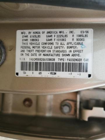 1HGCM56826A109608 - 2006 HONDA ACCORD EX GOLD photo 13