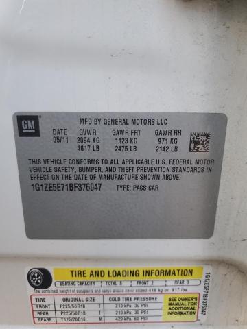 1G1ZE5E71BF376047 - 2011 CHEVROLET MALIBU LTZ თეთრი ფოტო 12