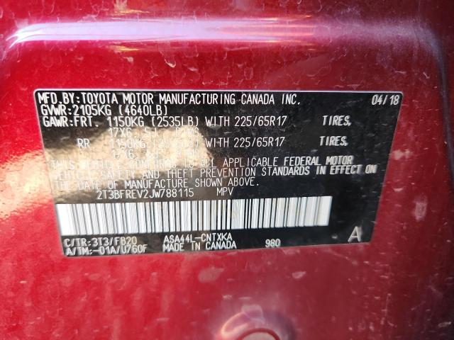 2T3BFREV2JW788115 - 2018 TOYOTA RAV4 LE Rouge photo 13