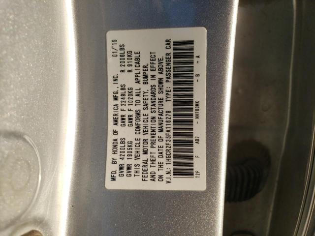 1HGCR2F35FA116279 - 2015 HONDA ACCORD LX SILVER photo 13