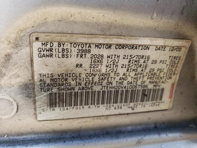 JTEHH20V410067586 - 2001 TOYOTA RAV4 SILVER photo 13