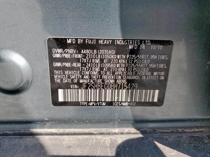 JF2SHBEC0BH715429 - 2011 SUBARU FORESTER LIMITED GREEN photo 13