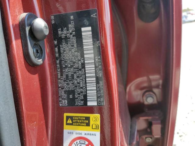 5TDZA3EH4AS001946 - 2010 TOYOTA HIGHLANDER RED photo 13