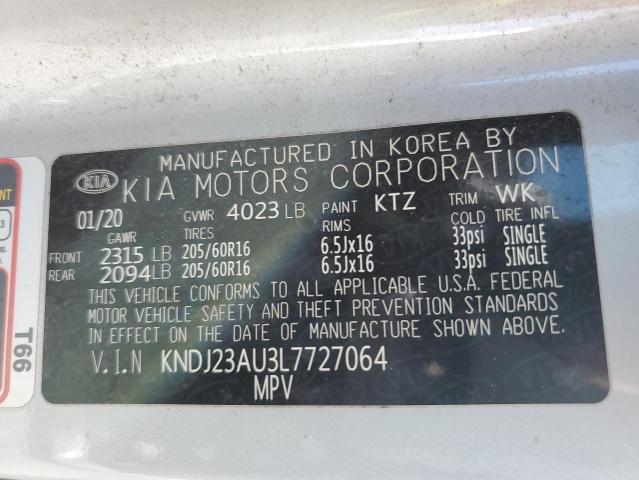 KNDJ23AU3L7727064 - 2020 KIA SOUL LX SILVER photo 13