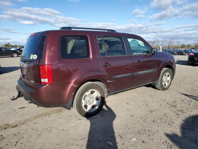 5FNYF4H22DB005450 - 2013 HONDA PILOT LX BURGUNDY photo 3