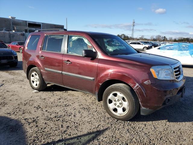 5FNYF4H22DB005450 - 2013 HONDA PILOT LX BURGUNDY photo 4