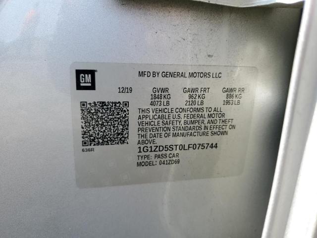 1G1ZD5ST0LF075744 - 2020 CHEVROLET MALIBU LT 银色 照片 12