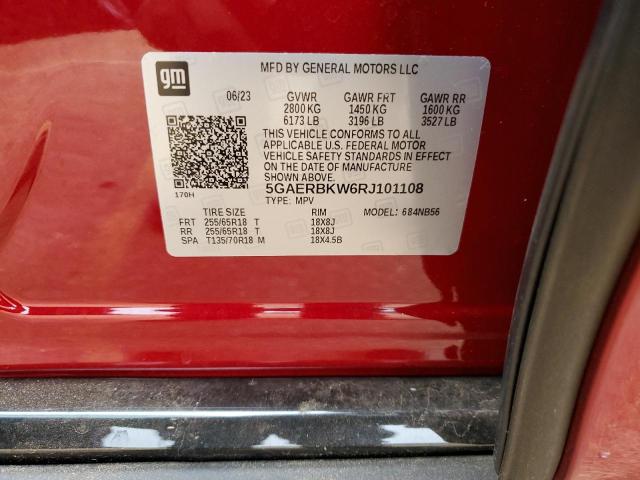 5GAERBKW6RJ101108 - 2024 BUICK ENCLAVE ESSENCE 红色 照片 13