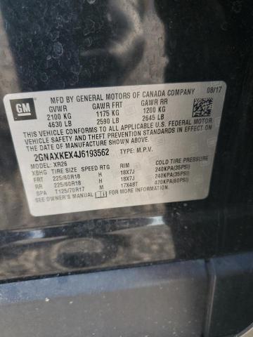 2GNAXKEX4J6193562 - 2018 CHEVROLET EQUINOX LT Қара фото 13