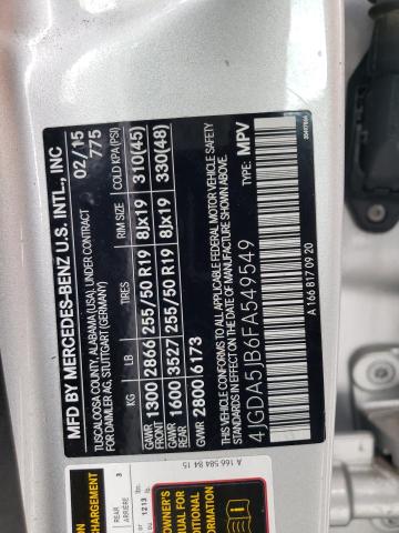 4JGDA5JB6FA549549 - 2015 MERCEDES-BENZ ML 350 SILVER photo 13