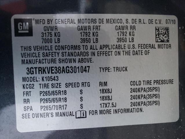 3GTRKVE38AG301047 - 2010 GMC SIERRA K1500 SLE GRAY photo 12