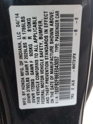 19XFB2F86EE043057 - 2014 HONDA CIVIC EX BLACK photo 12