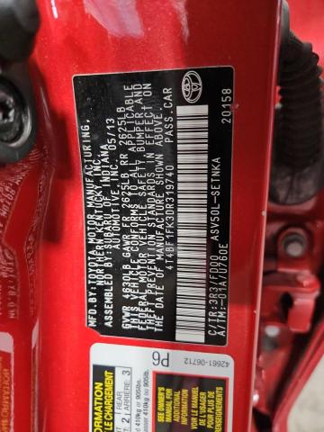 4T4BF1FK3DR319740 - 2013 TOYOTA CAMRY L RED photo 13