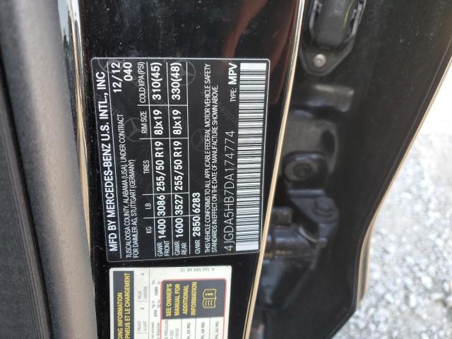 4JGDA5HB7DA174774 - 2013 MERCEDES-BENZ ML 350 4MATIC BLACK photo 14