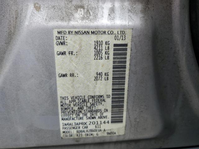 1N4AL3AP4DC201144 - 2013 NISSAN ALTIMA 2.5 银色 照片 12