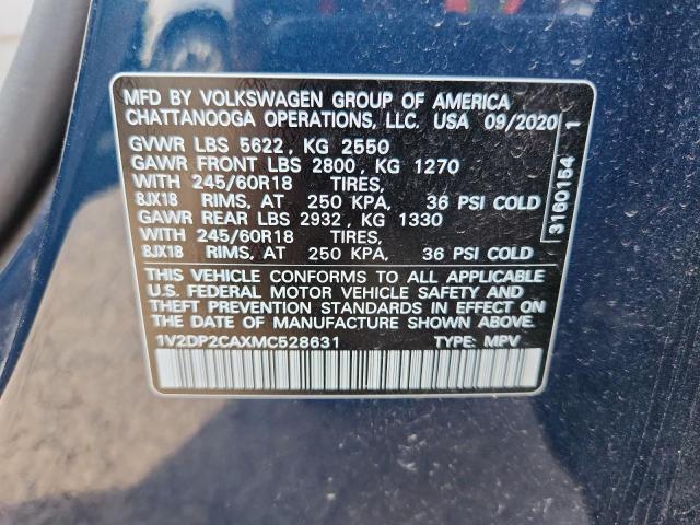 1V2DP2CAXMC528631 - 2021 VOLKSWAGEN ATLAS SE Blau Foto 14