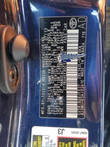 2T1BU4EE9DC127804 - 2013 TOYOTA CORROLLA BASE BLUE photo 12