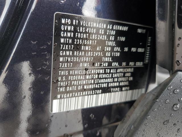 WVGAV7AXXHK053780 - 2017 VOLK TIGUAN S BLACK photo 13