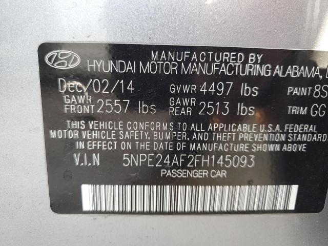 5NPE24AF2FH145093 - 2015 HYUNDAI SONATA SE SILVER photo 12