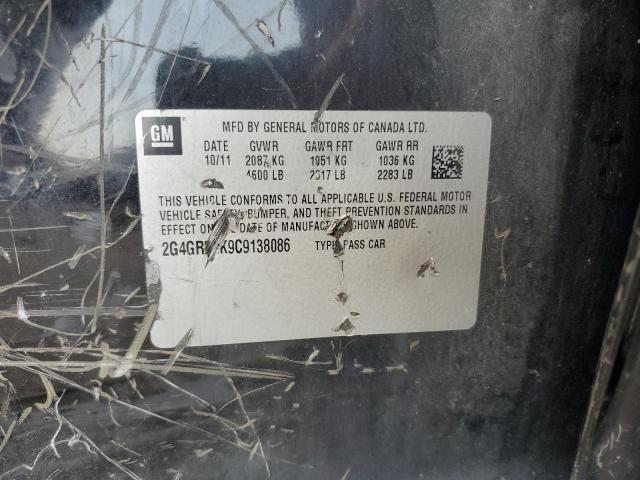 2G4GR5EK9C9138086 - 2012 BUICK REGAL BLACK photo 12