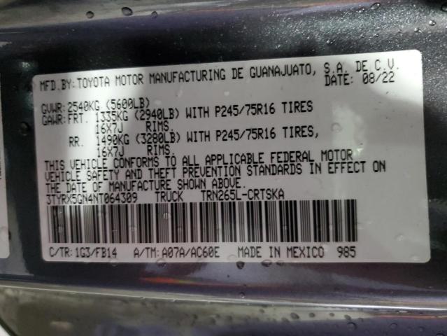 3TYRX5GN4NT064309 - 2022 TOYOTA TACOMA ACCESS CAB أسود صورة 13