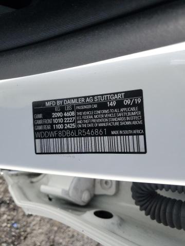 WDDWF8DB6LR546861 - 2020 MERCEDES-BENZ C 300 WHITE photo 12