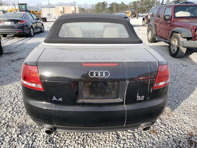 WAUDH48H78K004250 - 2008 AUDI A4 3.2 CABRIOLET QUATTRO BLACK photo 6