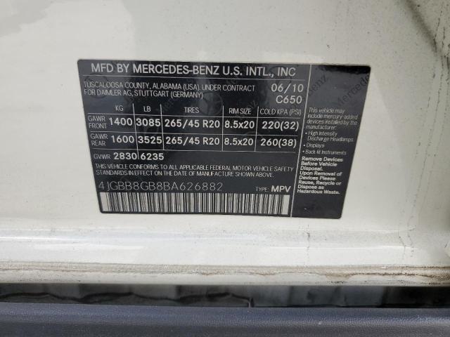 4JGBB8GB8BA626882 - 2011 MERCEDES-BENZ ML 350 4MATIC WHITE photo 13