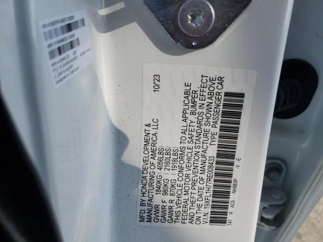 19XFL1H77RE008433 - 2024 HONDA CIVIC EXL WHITE photo 12