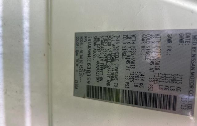 5N1AR2MN4EC638359 - 2014 NISSAN PATHFINDER S WHITE photo 10