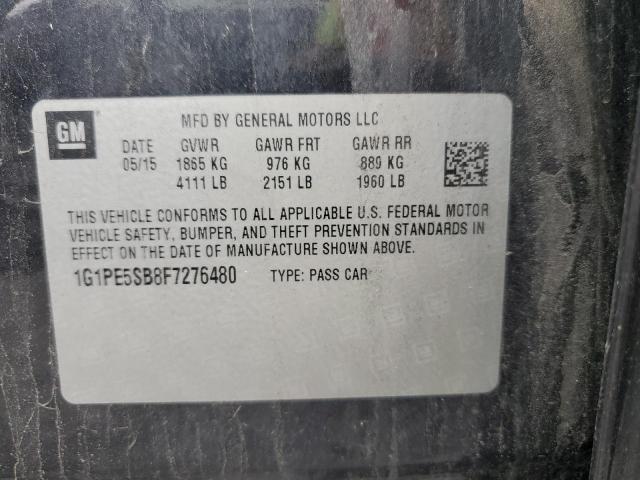 1G1PE5SB8F7276480 - 2015 CHEVROLET CRUZE LT BLACK photo 12