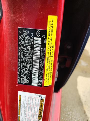 JTDBU4EE4BJ090923 - 2011 TOYOTA COROLLA BASE წითელი ფოტო 12