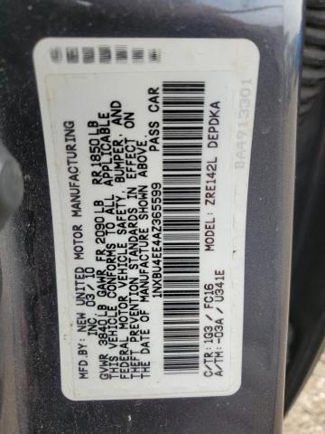 1NXBU4EE4AZ365599 - 2010 TOYOTA COROLLA BASE فحمي صورة 13