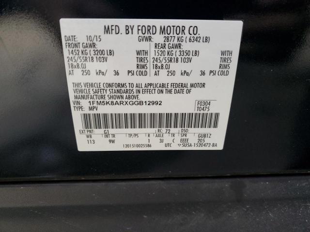 1FM5K8ARXGGB12992 - 2016 FORD EXPLORER POLICE INTERCEPTOR ذو لونين صورة 13