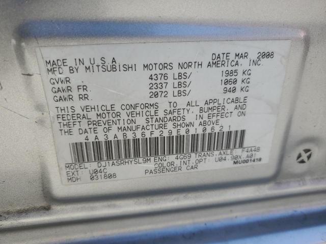 4A3AB36F29E010621 - 2009 MITSUBISHI GALANT ES SILVER photo 13