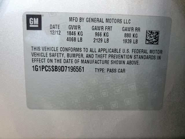 1G1PC5SB9D7196561 - 2013 CHEVROLET CRUZE LT SILVER photo 12