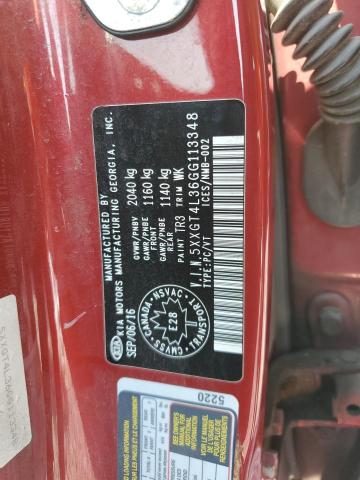 5XXGT4L36GG113348 - 2016 KIA OPTIMA LX 红色 照片 12